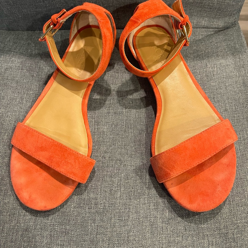 J. Crew Orange Suede Ankle Strap Sandals